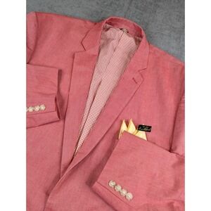 Oak Hill Blazer Mens 2XLT 50-52T Red Check Lined Sport Coat Ashear Pocket Square